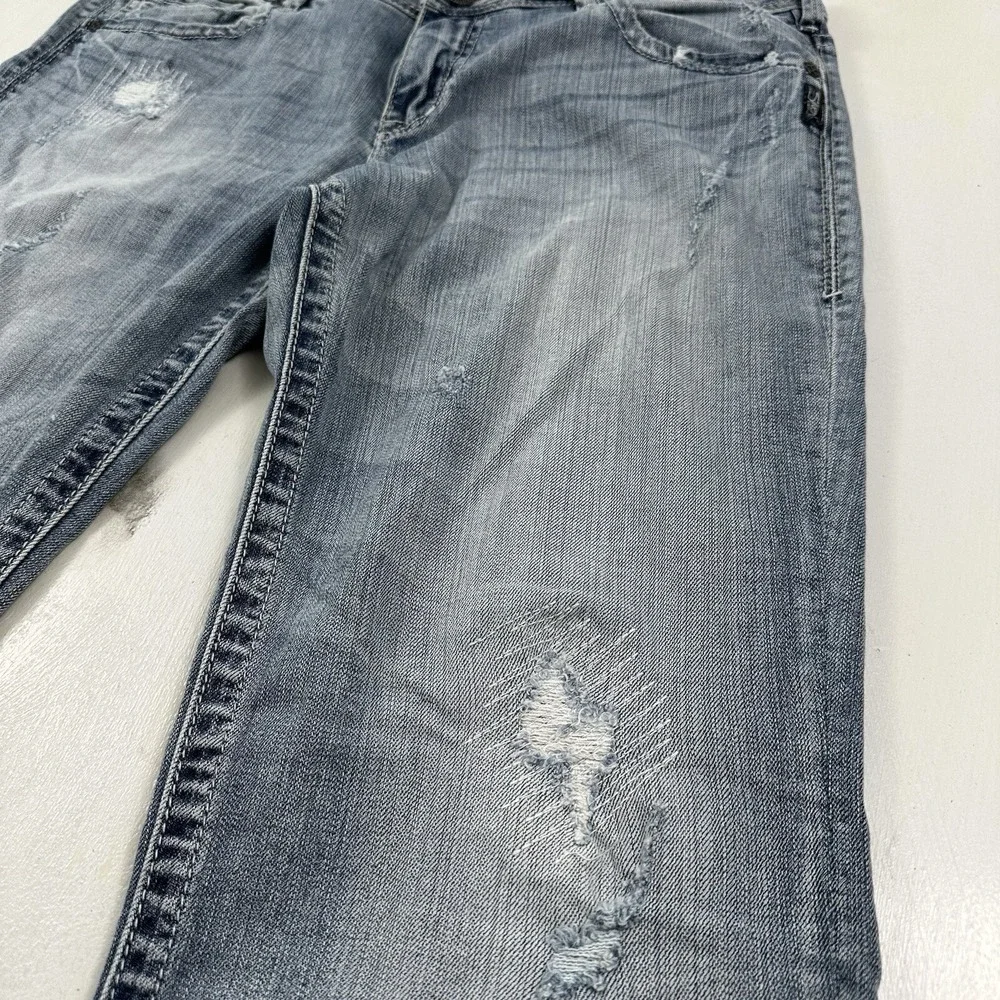 Silver Women's Sam Boyfriend Distressed Jeans 34x28 Blue Stretch Light‎ Wash